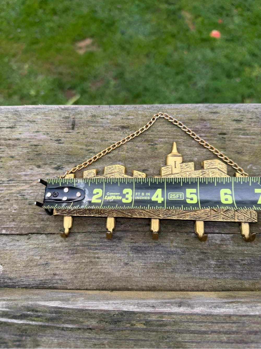Vintage Brass Key Holder, Brass Shalom Wall Key Hook, Jerusalem Souvenir